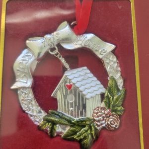 Lenox 2010 Christmas Ornament Annual Metal Silver Toned  Bless This Home